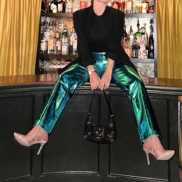 Amy Lynn Blue Metallic Lupe Pants - Picture 10 of 14